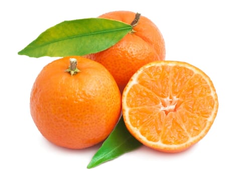 Juicy tangerines or mandarins isolated on white background