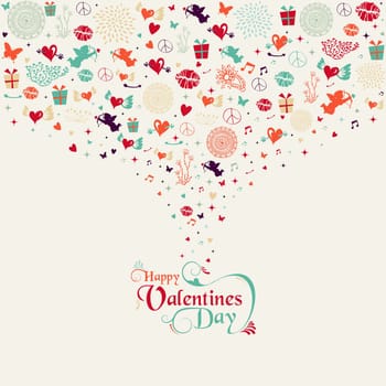 Colorful Valentines day elements greeting card illustration. EPS10 vector file organized in layers for easy editing.