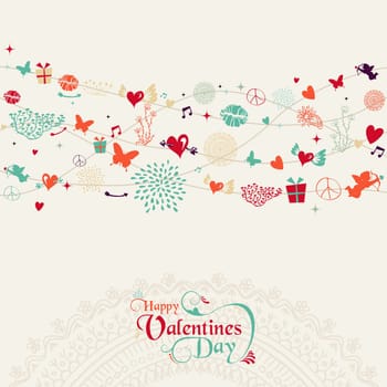 Retro Valentines day greeting card colorful elements seamless pattern banner. EPS10 vector file organized in layers for easy editing.