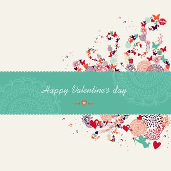 Retro Valentines day colorful elements greeting card composition. EPS10 vector file organized in layers for easy editing.