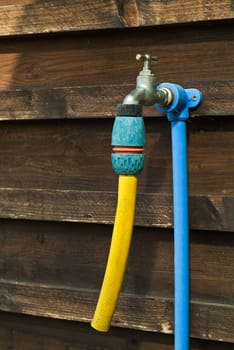 Water pipe at garden hut