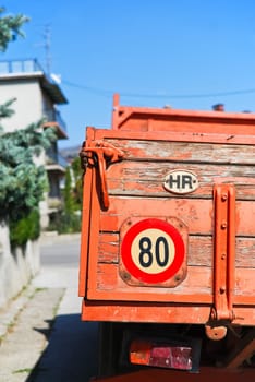 Old truck with speed limit