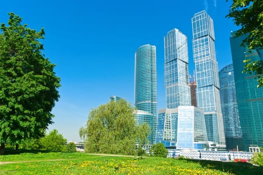 Modern scyscrapers in Moscow city business center