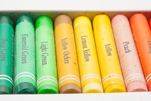 Close up photo of bright multicolored pastels