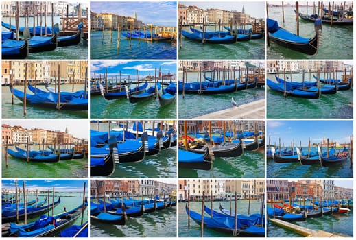 Famous Venetian gondolas in Venice, Italy