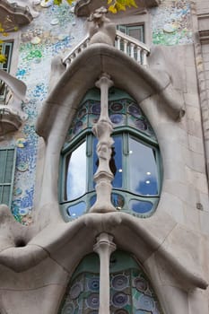 Facade of famous house Casa Batllo  by Antoni Gaudi, Barcelona, Spain
