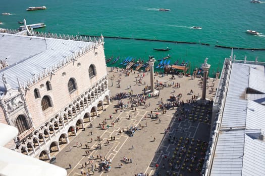 Beautiful view of San Marco square and Doge's Palace from  bell tower, Venice, Italy