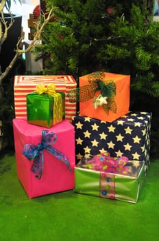 Some Christmas Gifts Presents with Typical Paper