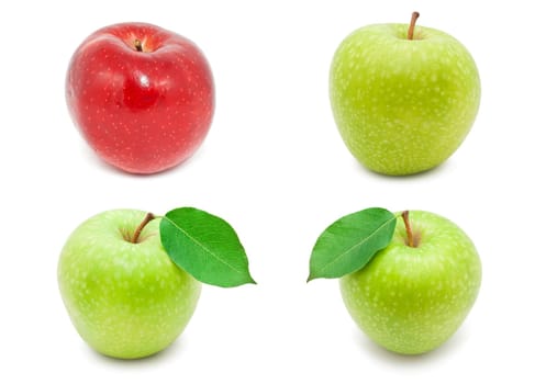 Collection of fresh apples isolated on white background