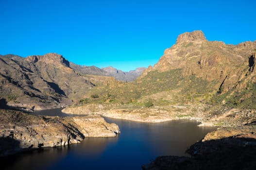 River with Dark Black Water in Canary Islands