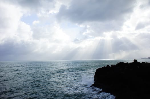HDR Colred Sunrise Clouds over the Atlantic Ocean in Tenerife Canary Islands
