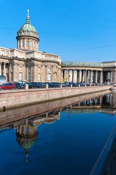Beautiful view of Kazan Cathedral in Saint Petersburg, Russia
