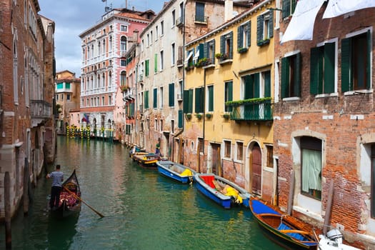 View of beautiful colorful Venetian canal, Venice, Italy