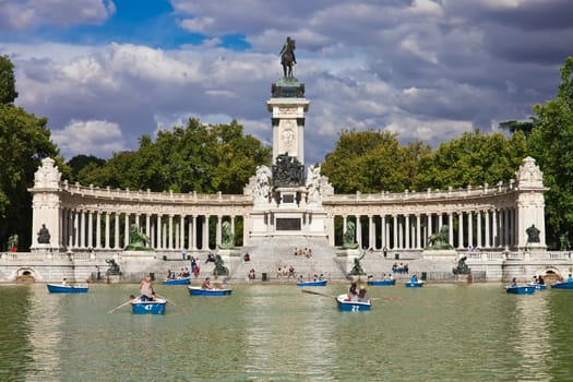 Monument Alfonso XII in Buen Retiro park, Madrid, Spain