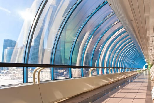 Modern office and shopping bridge of Moscow City, Russia