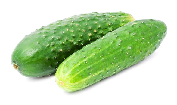 Fresh green cucumber isolated on white background
