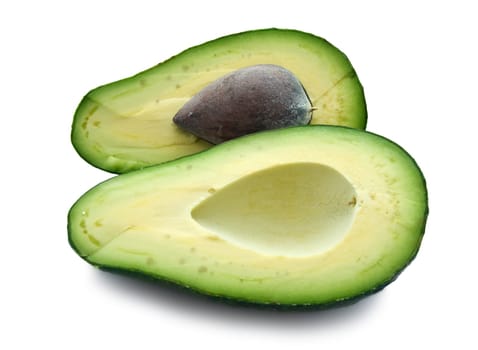 Fresh green avocado isolated on white background
