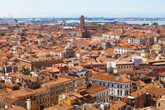 Panoramic view of Venice from San Marco bell tower, Italy