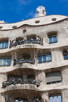 Famous Gaudi's masterpiece - Casa Mila or La Pedrera, Barcelona, Spain