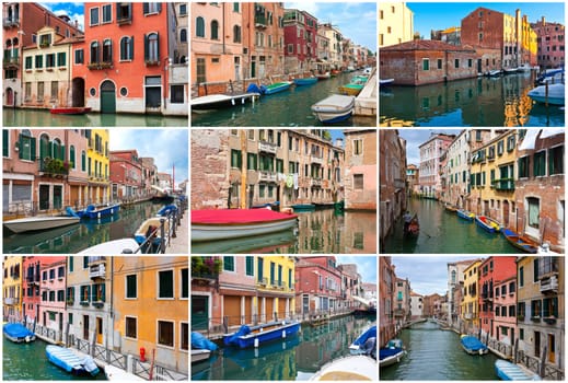 View of beautiful colorful Venetian canal, Venice, Italy