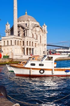 Ortakoy Mosque on bank of Bosphorus, Istanbul, Turkey