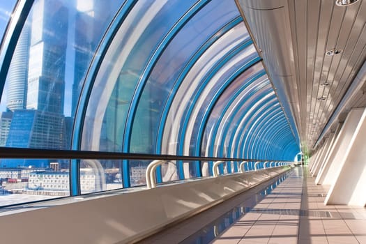 Modern office and shopping bridge of Moscow City, Russia