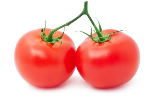 Red tasty tomatoes isolated on white background