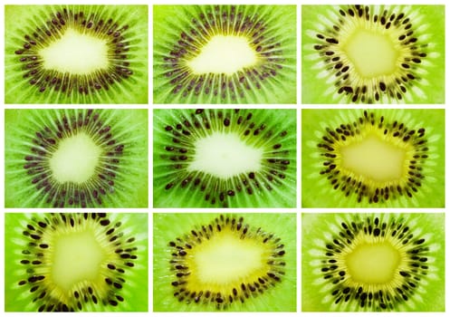Collection of fresh juicy kiwi fruit backgrounds