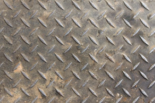 Old diamond plate background and small sand with dirt