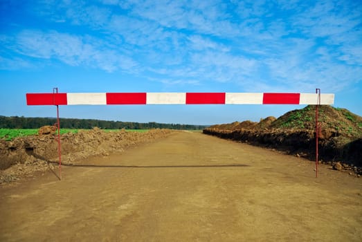 Closed road of a construction site