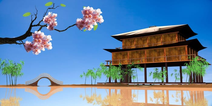 sakura with nice wood house for adv or others purpose use