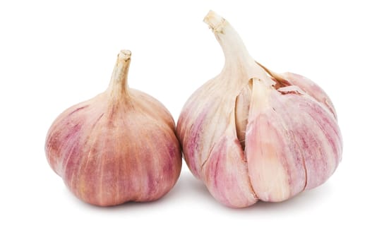 Fresh young garlic isolated on white background