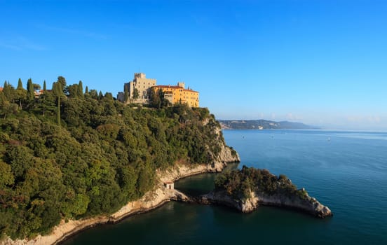 View of the Duino castle in Italy