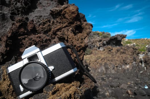 Photography Concept Classic Vintage 35mm Gray Plastic Camera
