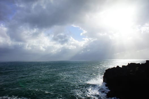 HDR Colred Sunrise Clouds over the Atlantic Ocean in Tenerife Canary Islands