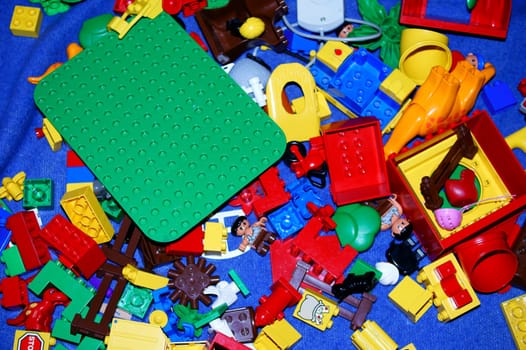 The photography of children's toys,colorful building blocks and figures.