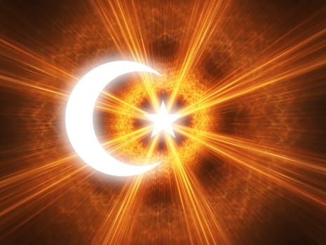 The symbol of Islam with a crescent and star
