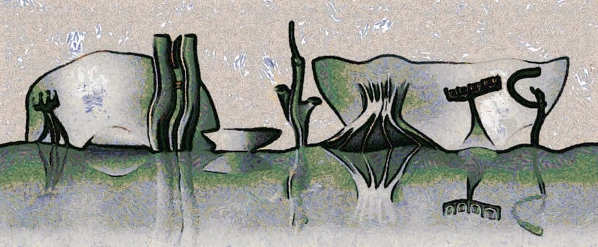 Expressionistic drawing of the Brasilia skyline