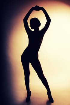 Erotic silhouette of nude and sexy woman
