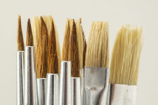 New Wooden Different Paintbrush Set Texture over a White Background