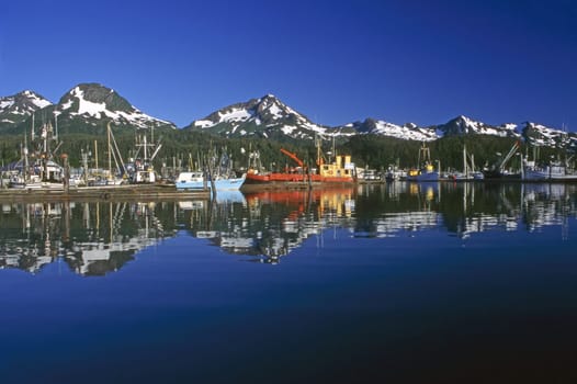 Fishing boats in harbor, Alaska