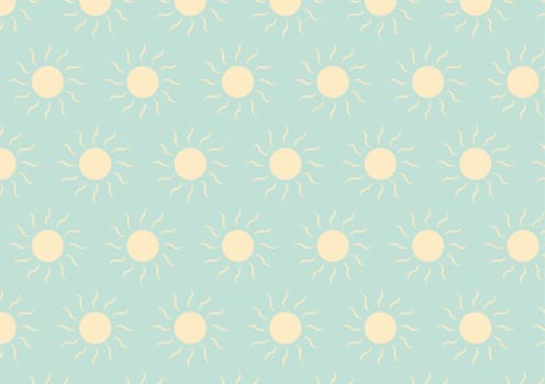 Soft yellow sun on soft green color in pastel style