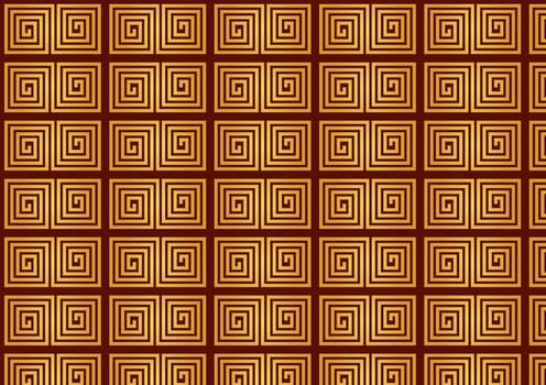 Yellow Chinese new year pattern on dark red background. Retro asia pattern