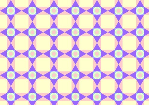 Pastel color pattern consist of purple triangle, yellow-pink circle and green-blue quadrate