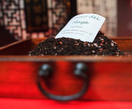 Maya tea in the drawer of a cabinet
