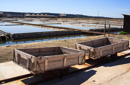 View of Salt evaporation ponds in Secovlje, Slovenia