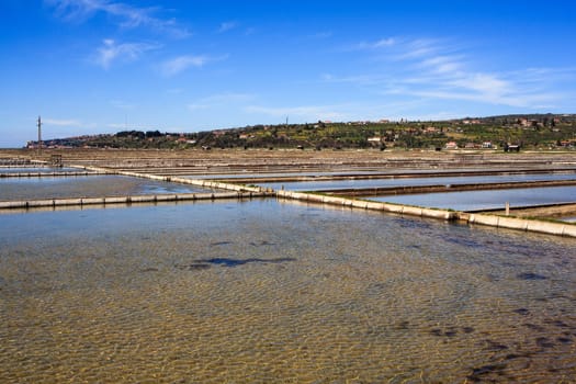 View of Salt evaporation ponds in Secovlje, Slovenia