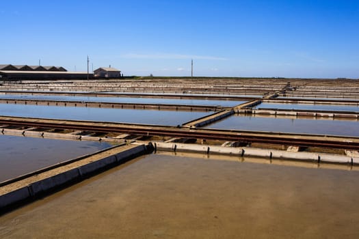 View of Salt evaporation ponds in Secovlje, Slovenia