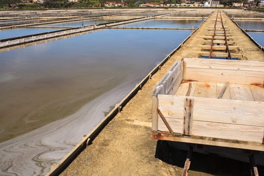 View of Salt evaporation ponds in Secovlje, Slovenia