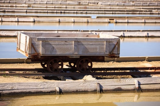View of Salt evaporation ponds in Secovlje, Slovenia